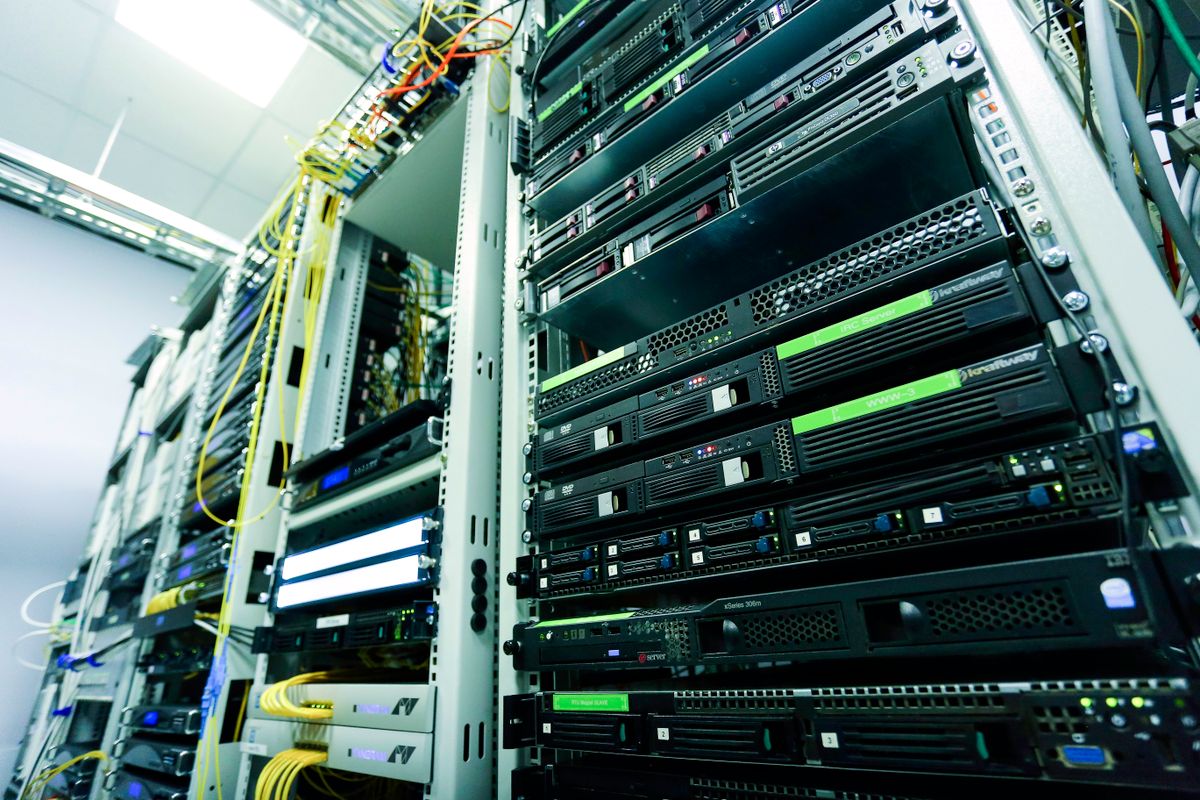Close view of server racks — enterprise data lives behind layers of access control