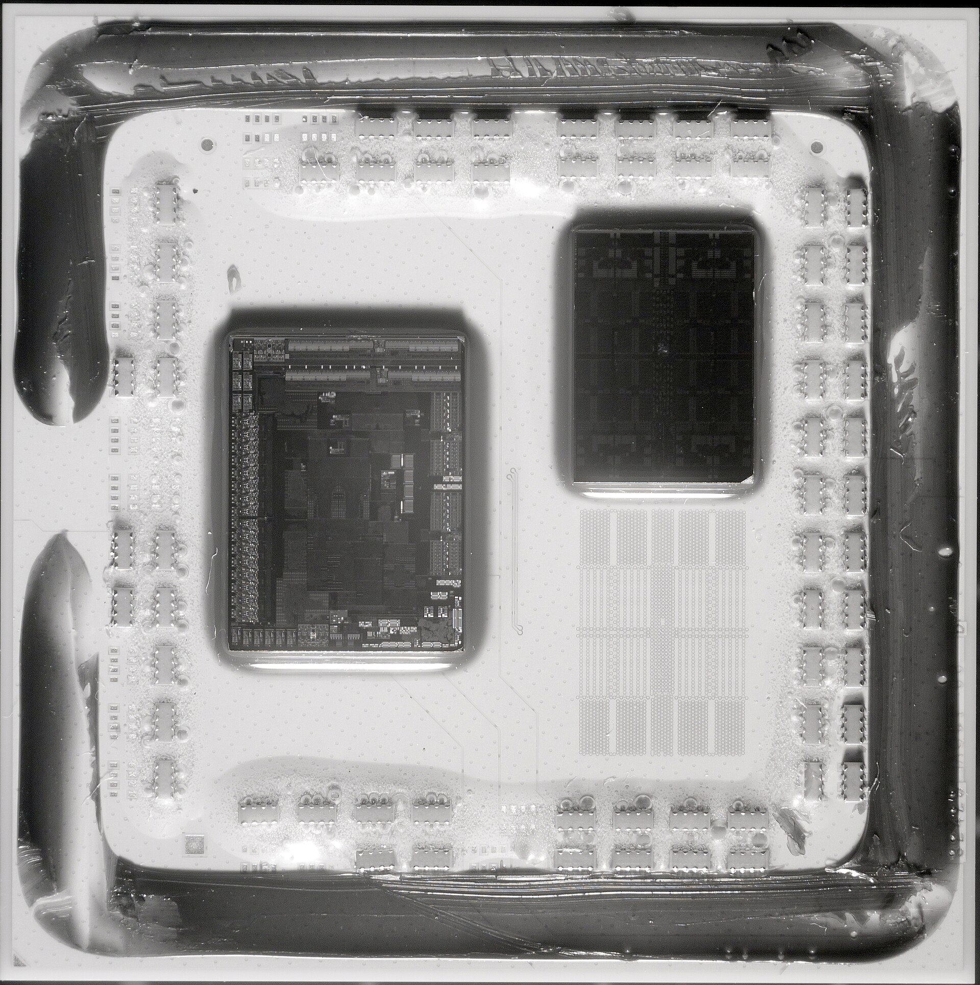 Infrared macro photograph of a CPU die — enforcement moving out of the model and into the silicon
