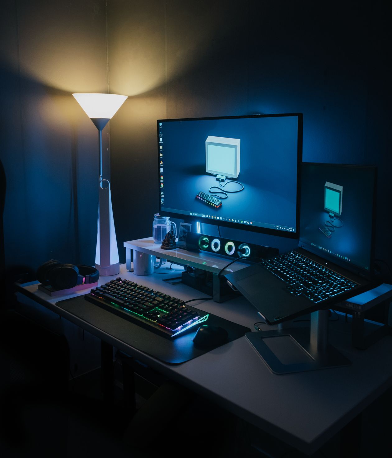 A modern desk setup with monitors — the pitch is that a workstation like this now doubles as local AI infrastructure