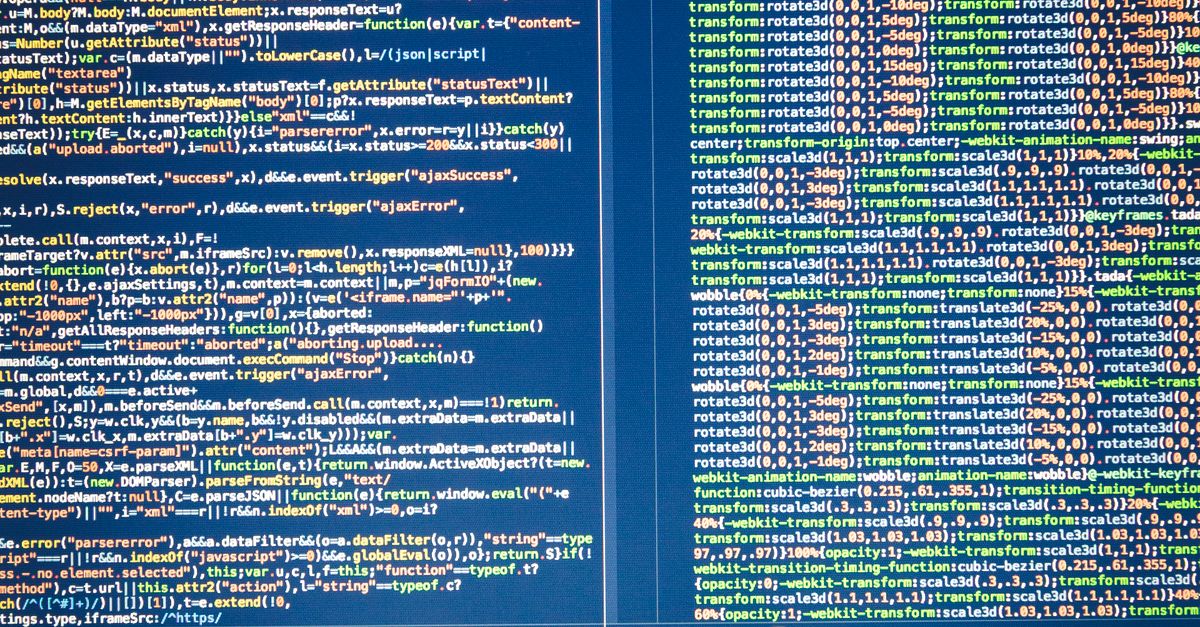 Two panes of code on a dark editor screen