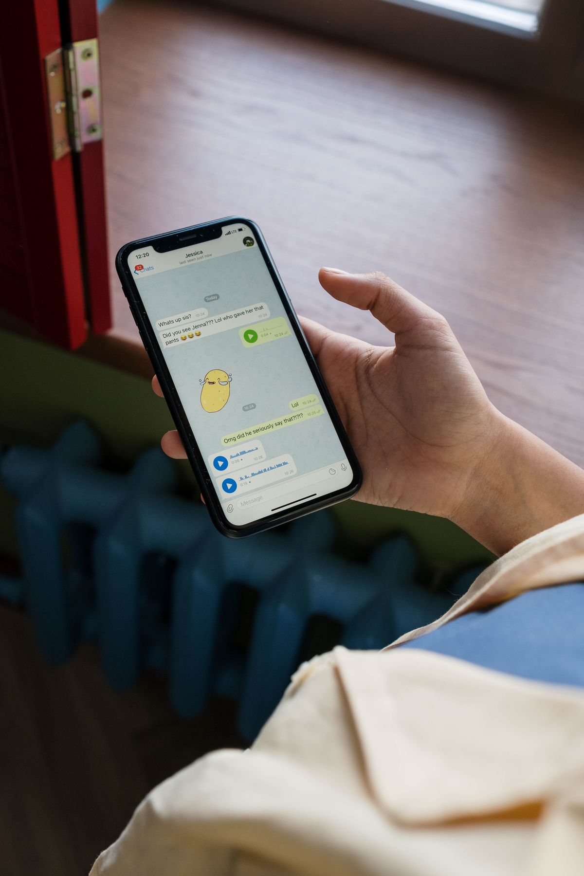 A phone showing a lively chat thread — the kind of back-and-forth your AI agent will power